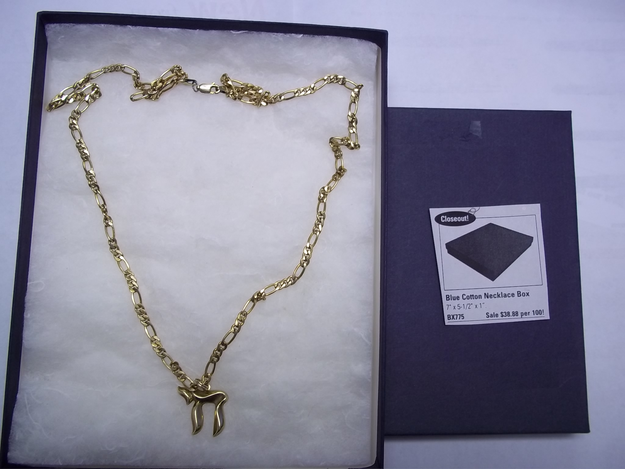 BX775 Midnight Blue Cotten Filled Large Necklace Boxes--case/100-One Left!